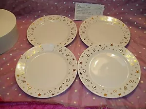 NIB, "4 THE PAMPERED CHEF 8" DESSERT / SALAD PLATES", Christmas Holiday Stars - Picture 1 of 10