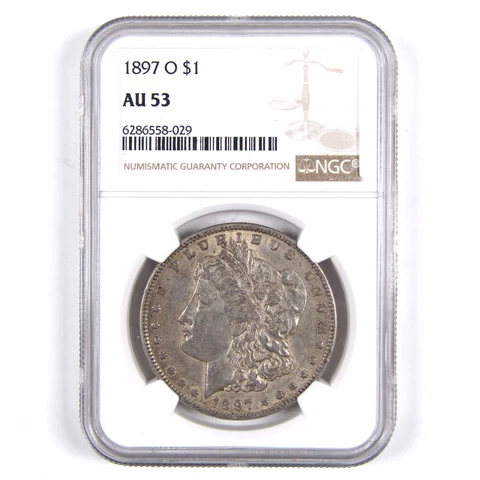 1897 O Morgan Dollar AU 53 NGC 90% Silver US Coin SKU:I2848 Cover