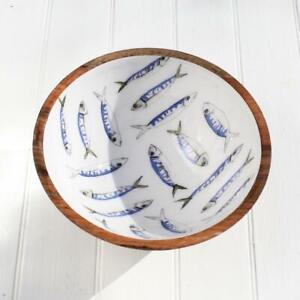 Mackerel Fish Wooden Salad Bowl | Coastal Decoration by Shoeless Joe
