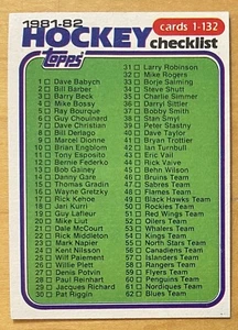 1981-82 Topps Hockey Checklist #111 Near Mint - Mint - Bild 1 von 2