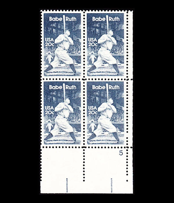 USA 1983 BABE RUTH #2046 PLATE BLOCK MNH - Image 1 of 1