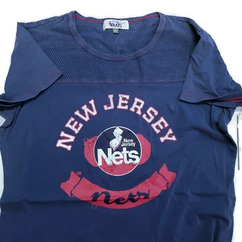 NBA New Jersey Nets Womens Size XL Gridiron Short Sleeve T-Shirt Touch Royal Cover