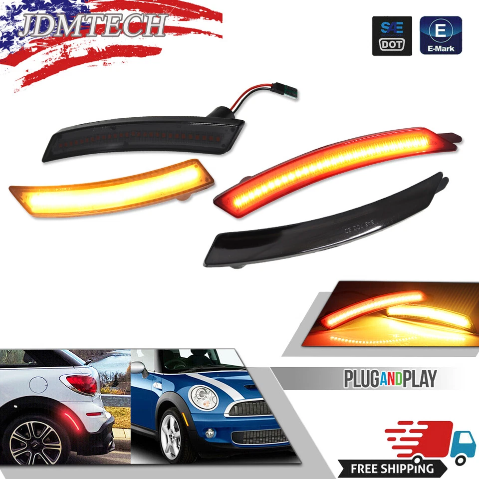 4x For Mini Cooper R55 R56 R57 R58 R59 R60 R61 Front Rear LED Side Marker Lights - Image 1 of 4
