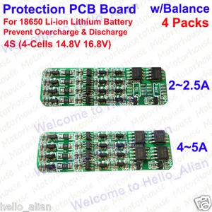 2A~5A BMS Protection PCB Board for 4 Packs 18650 Li-ion Lithium Battery Cell 4S - Picture 1 of 5