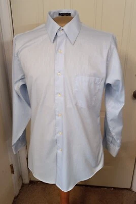 Camisa de vestir para hombre Arrow 16,5/34-35 L sin arrugas azul/blanco rayas algodón/poliéster Foto 1 de 4