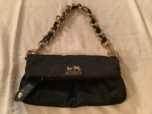 Authentic COACH Amanda Purse / Handbag Black Satin #A0971-13597 - Picture 1 of 7