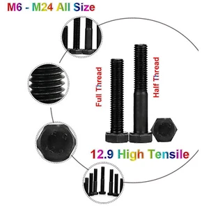 M6 - 24mm Set Screws Hex Head Fully&Half Threaded Bolts - 12.9 HIGH TENSILE - Picture 1 of 4