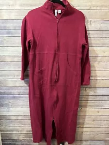 SAHALIE SINCE 1972 Rosy Red RIBBED KNIT COAT Jacket Long Line Size Large - Picture 1 of 7