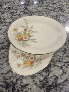 Edwin M. Knowles Oval Platter 11.5” Platter Semi Vitreous Gold Trim 40-7 - Picture 1 of 6