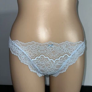 Victoria Secret Cheeky Tanga Lite Blue Floral Mesh Size MEDIUM # 510 - Picture 1 of 6