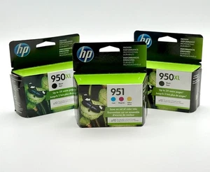 (2) HP 950XL Black & (1) 951 CMY Combo Pack New Genuine Exp: 2020 Sealed Pkg - Picture 1 of 3