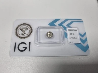 ​💎 natural fancy gray green yellow diamond - 1.05 ct round brilliant igi certif - Image 1 of 4