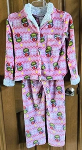 girls 2pc GRINCH fleece trim fur PAJAMAS lounge SET pink green Holiday, M 8 - Picture 1 of 14