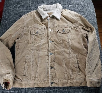 Vintage Y2K Gap Mens Tan Corduroy Sherpa Lined Barn Chore Farm Jacket Size Large - Image 1 of 4