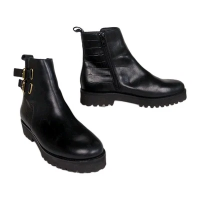 ANDRE ASSOUS Pandora Botín al Tobillo Cuero Negro Cocodrilo Repujado Para Mujer 7.5 Foto 1 de 4