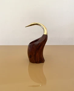 De Stijl Firenze Bottle Holder Wood Metal Brass Bird Sculpture 1970s Vintage bar - Picture 1 of 15