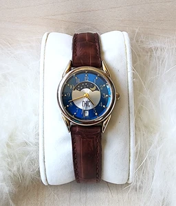 🌙 Vintage Chic blaue Mondphase Sterne Himmelsquarz Damenuhr + neue Batterie - Bild 1 von 12