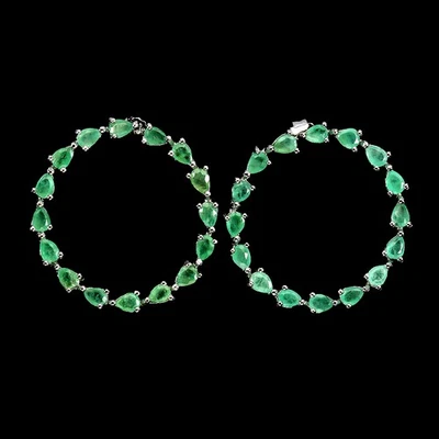 Pendientes de plata de ley 925 pera esmeralda 4x3 mm joyas de piedras preciosas naturales Foto 1 de 4
