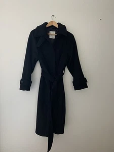 Abrigo Abercrombie and Fitch Mezcla Lana Cuello Embudo Cinturón Mujer Negro Talla M Largo - Imagen 1 de 16