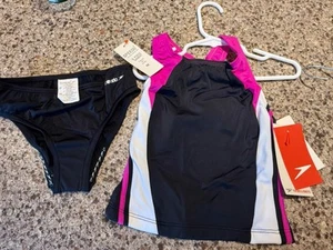 Speedo Tankini Swimsuit, pink white black Girls Size 6x NEW NWT lined - Picture 1 of 13
