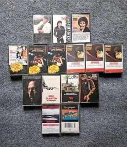 Jimi Hendrix, Michael Jackson, Clapton & Springsteen 15 Cassette Tapes & Case - Picture 1 of 10