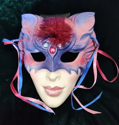 MASCARILLA GATO PÚRPURA JOYA ARTE ARCILLA SAN FRANCISCO VINTAGE NO.83A9 Foto 1 de 4