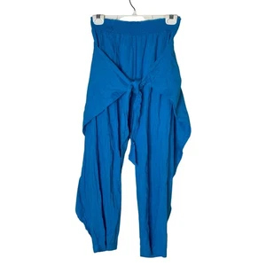 Pantalones harén Free People para mujer S azul con corbata frontal cintura ajustada boho festival - Imagen 1 de 8