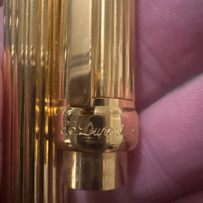 S.T. Caneta-tinteiro DUPONT Gatsby listra de giz folheada a ouro 18k M nova na caixa vintage sem tinta - Imagem 1 de 4