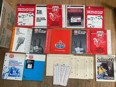 LOTE Guía de Lubricación Vintage Phillips 66 Garaje Tienda Guía Cinturón Manguera Amoco Foto 1 de 4