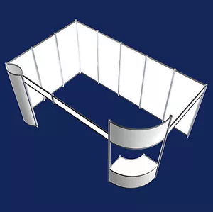 Messestand 3x5 Meter Eckstand mit Tower-Display und Oval-Theke Stand 35 - Bild 1 von 3