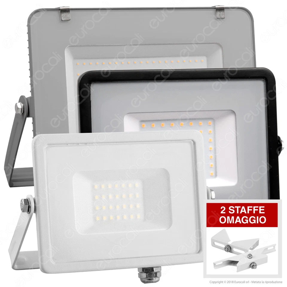 FARO LED V-Tac Faretto 10W 20W 30W 50W 100W da Esterno Sottile Slim IP65 SMD RGB - Immagine 1 di 1