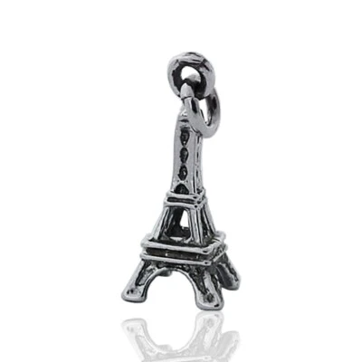 Ciondolo monumento Torre Eiffel mm 18x8 in argento 925 microfuso rodiato - Immagine 1 di 2