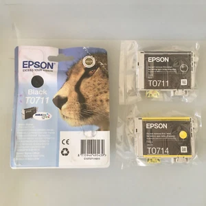 3x EPSON T0711 Black & T0714 Yellow Ink Cartridge Cart for Inkjet Stylus Printer - Picture 1 of 5