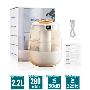 Humidifiers for Bedroom Large Room 2L Cool Mist Top Fill Visual Water Tank - Picture 1 of 12