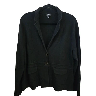 Chaqueta Suéter Talbots Negra Lana Merino Talla XLp Foto 1 de 4
