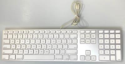 Genuine Apple White Aluminum USB Wired Keyboard iMAC G4 G5 eMAC A1243 OEM - Image 1 of 4