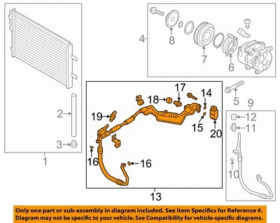 Condensador cupé HYUNDAI OEM 11-13 Elantra, conjunto de tubos de líneas de compresor 977753X100 Foto 1 de 2