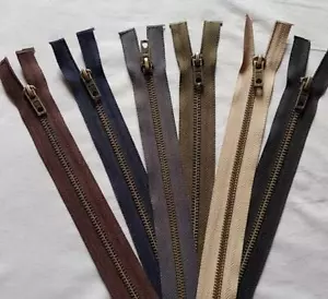 Metal Brass Open Ended Zips 6 Colours Jackets Cardigans 22" to 30" no5 Weight - Picture 1 of 7