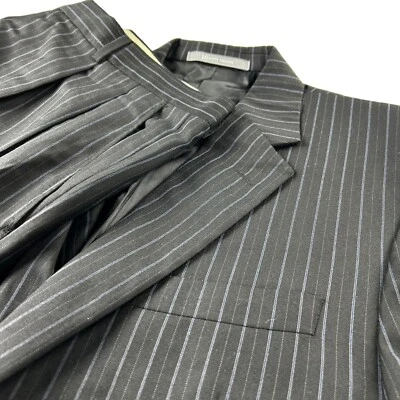 Hickey Freeman x Loro Piana Men’s Wool Suit Gray Stripe • USA • 42L | 38x31 - Image 1 of 4