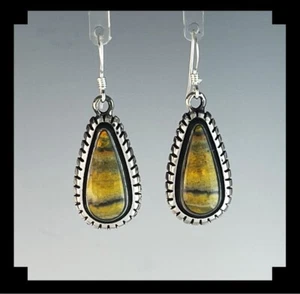 Handcrafted Sterling and Bumblebee Jasper Earrings - Picture 1 of 5