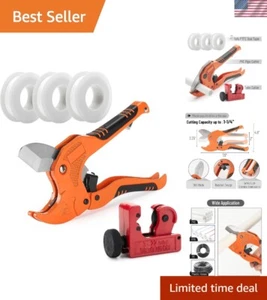 Precision PVC Pipe Cutter & Mini Tube Cutter with PTFE Seal Tape - Compact Size - Picture 1 of 11