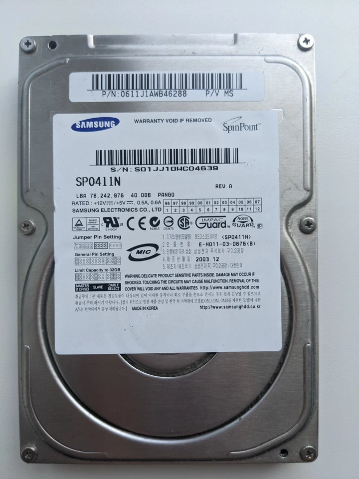 Samsung SP0411N 40Gb IDE 3.5 HDD Hard Drive - Image 1 of 4