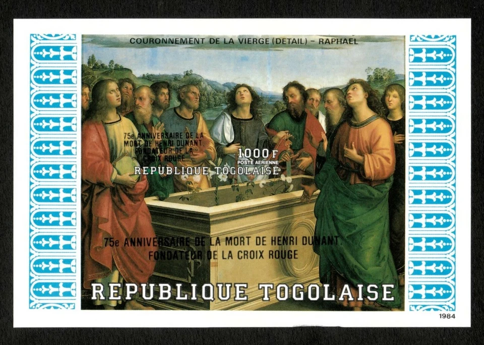 Togo 1985 SC# C547 Painting Raphael - Imperf Henri Dunant Memorial OVPT S/S MNH - Image 1 of 1