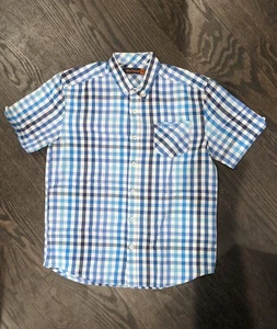 EUC Boys Ben Sherman Blue Checked Gingham button front Dress Shirt 10/11 - Picture 1 of 3