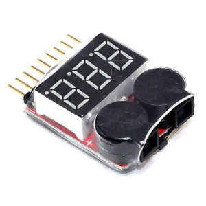 RC Lipo Battery Low Voltage Alarm 1S-8S Buzzer Indicator Checker LED Tester P4C6