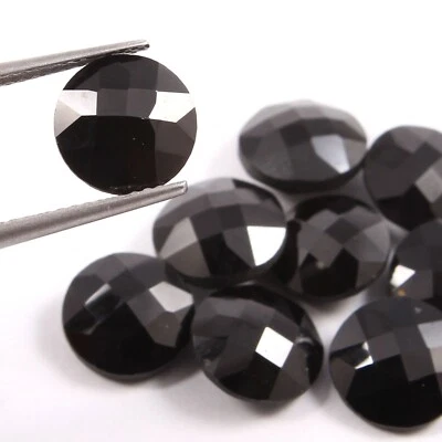 Piedra preciosa briolette con forma de moneda redonda espinela negra natural 9 mm 10 piezas Foto 1 de 3