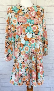 MELLODAY Kleid Damen Mehrfarbig Blumen Langarm Boho Größe XL - Bild 1 von 16