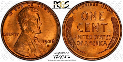 1938-S/S 1C PCGS MS66RD RPM FS-501 #12 TrueView - RicksCafeAmerican.com Cover