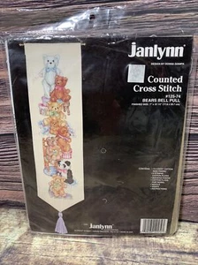 DE COLECCIÓN 1993 JANLYNN KIT DE PUNTO DE CRUZ CONTADO *OSOS DE PELUCHE CAMPANA PULL* NUEVO SELLADO - Imagen 1 de 8