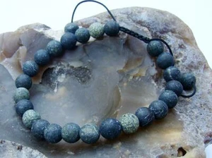 Men Women Gemstone Macrame Bracelet 8mm RUSSIAN SERPENTINE beads - Imagen 1 de 4
